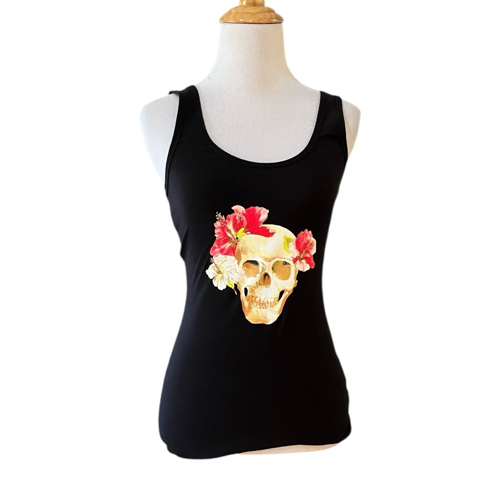NO BOUNDARIES GRAPHIC PRINT SKULL TANK TOP BLACK MULTI SIZE SMALL 3-5